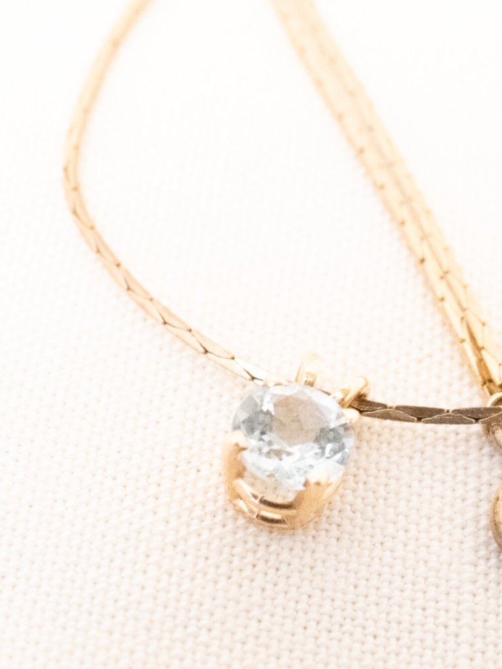 Crystal Pendant, Gold Basket Setting with a Gold Chain